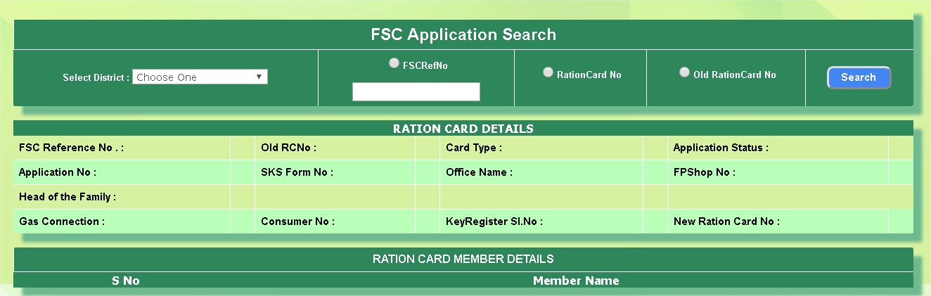 FSC Telangana Application