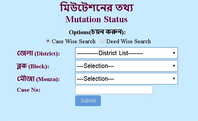 banglarbhumi case wise mutation status