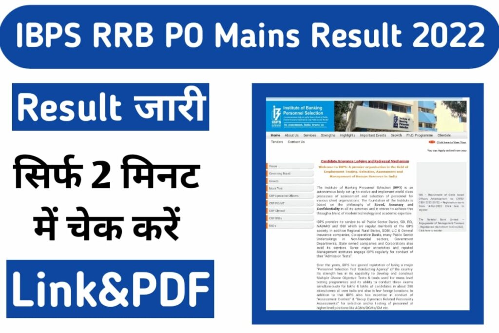 IBPS RRB PO Mains Result 2022