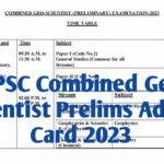 UPSC Combined Geo Scientist Prelims Admit Card 2023