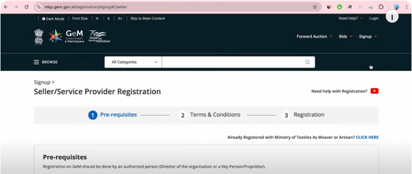 GEM Portal Seller Registration