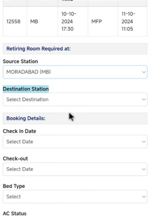 IRCTC Retiring Room Booking Online 2025