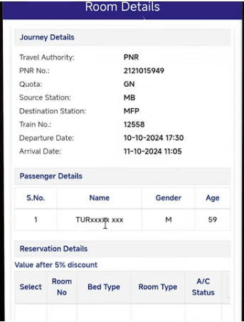 IRCTC Retiring Room Booking Online 2025