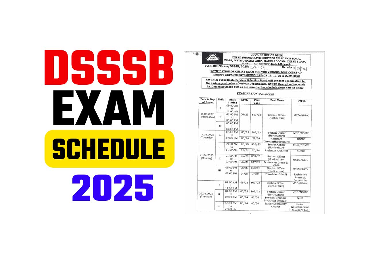 DSSSB EXAM SCHEDULE 2025