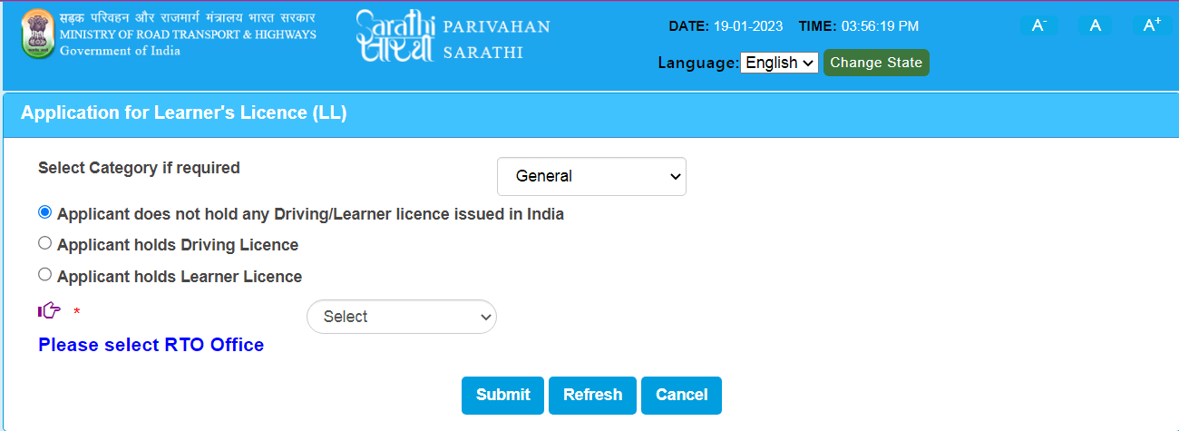 New DL Online Apply