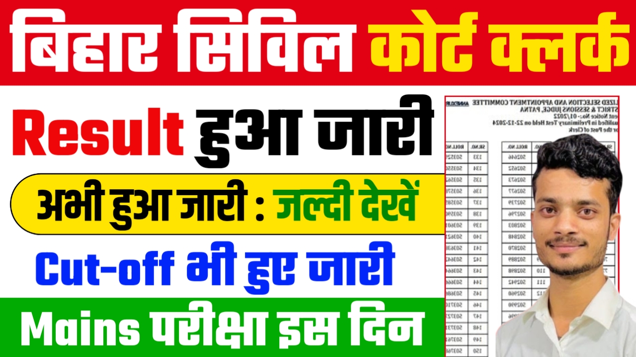Bihar Civil Court Clerk Prelims Result 2025