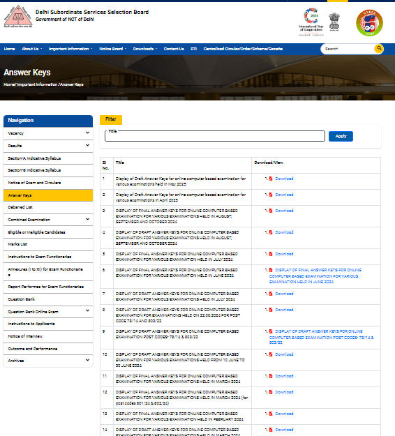 DSSSB Answer Key 2025