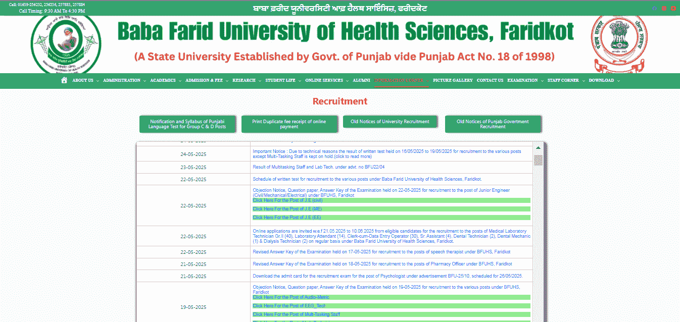 BFUHS Recruitment 2025