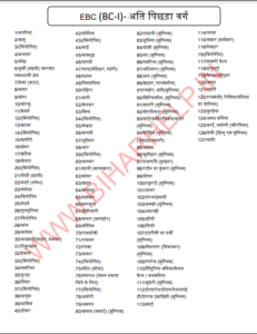 Bihar Categories Wise Caste List 2023