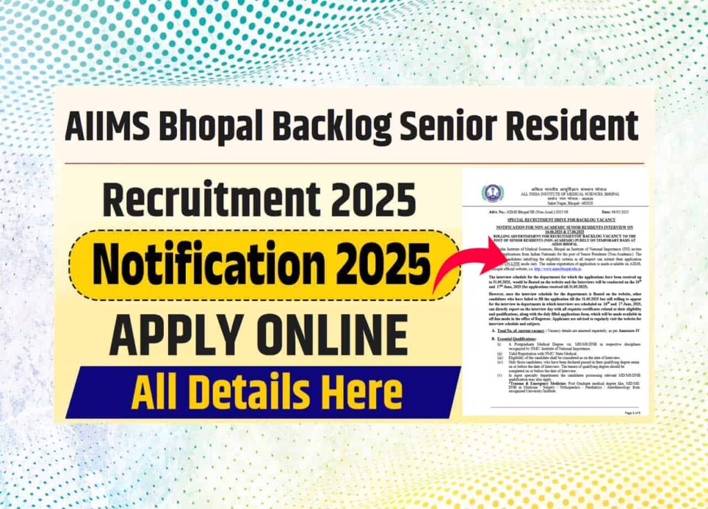 AIIMS Bhopal Backlog Senior Resident Recruitment 2025