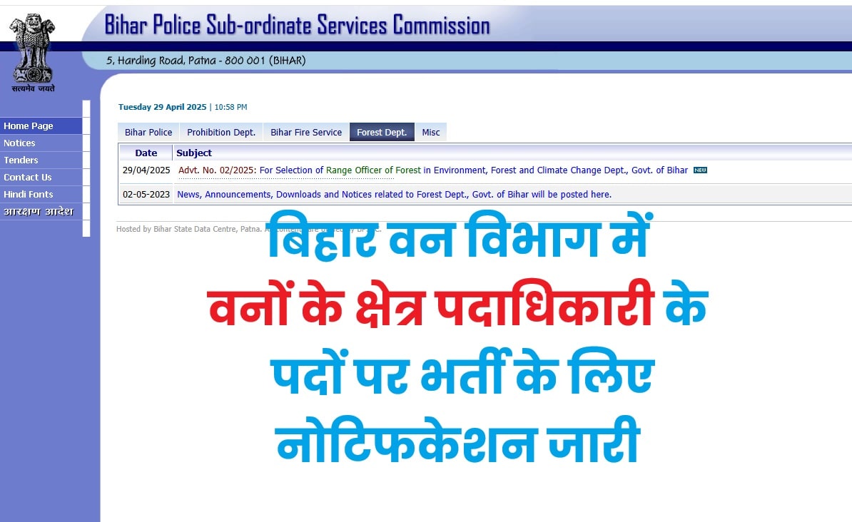 Bihar Forest Range Officer Vacancy 2025