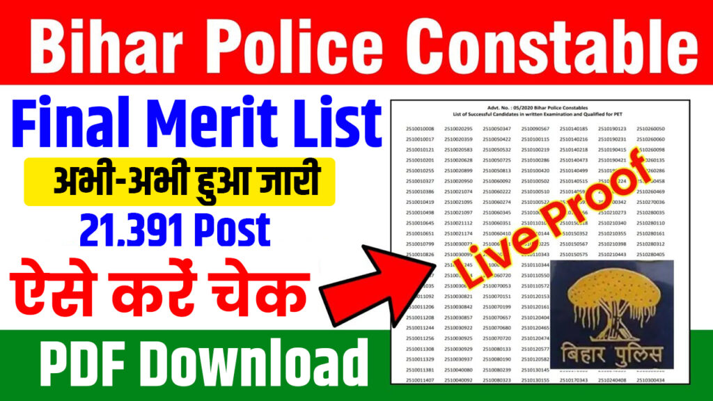 Bihar Police Constable Final Merit List 2025