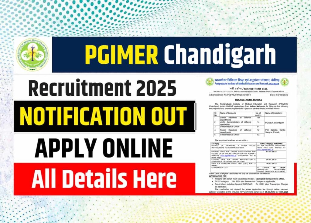 PGIMER Chandigarh Recruitment 2025
