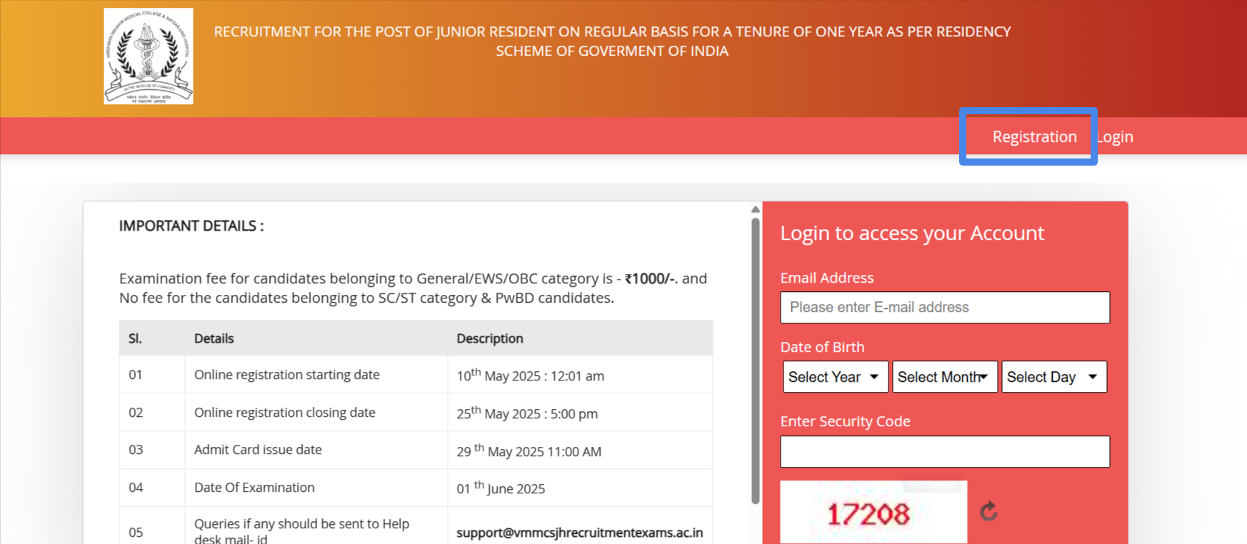 How to Fill VMMC Junior Resident Recruitment Online Application Form 2025