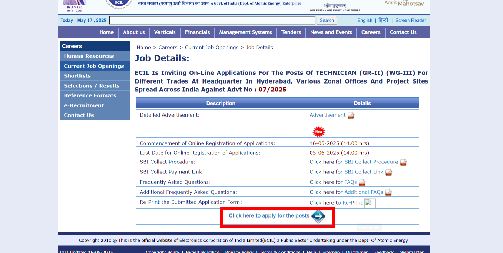 How to Fill ECIL Technician Grade II Online Application Form 2025