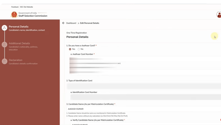 SSC OTR Registration 2025