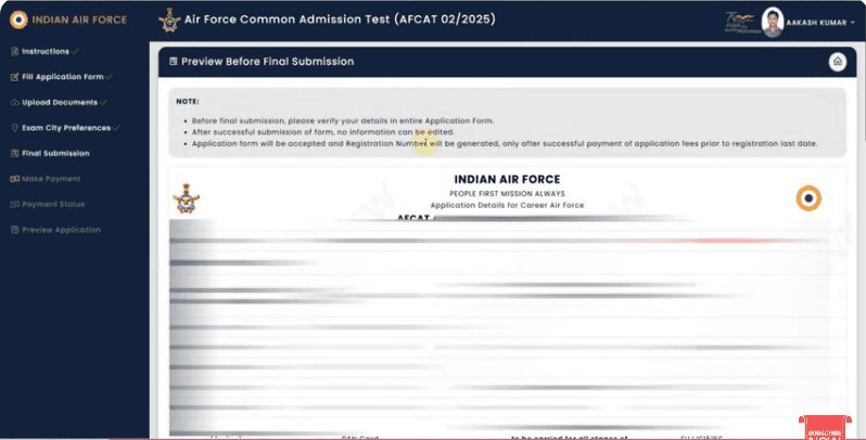 AFCAT 2 2025 Application Form