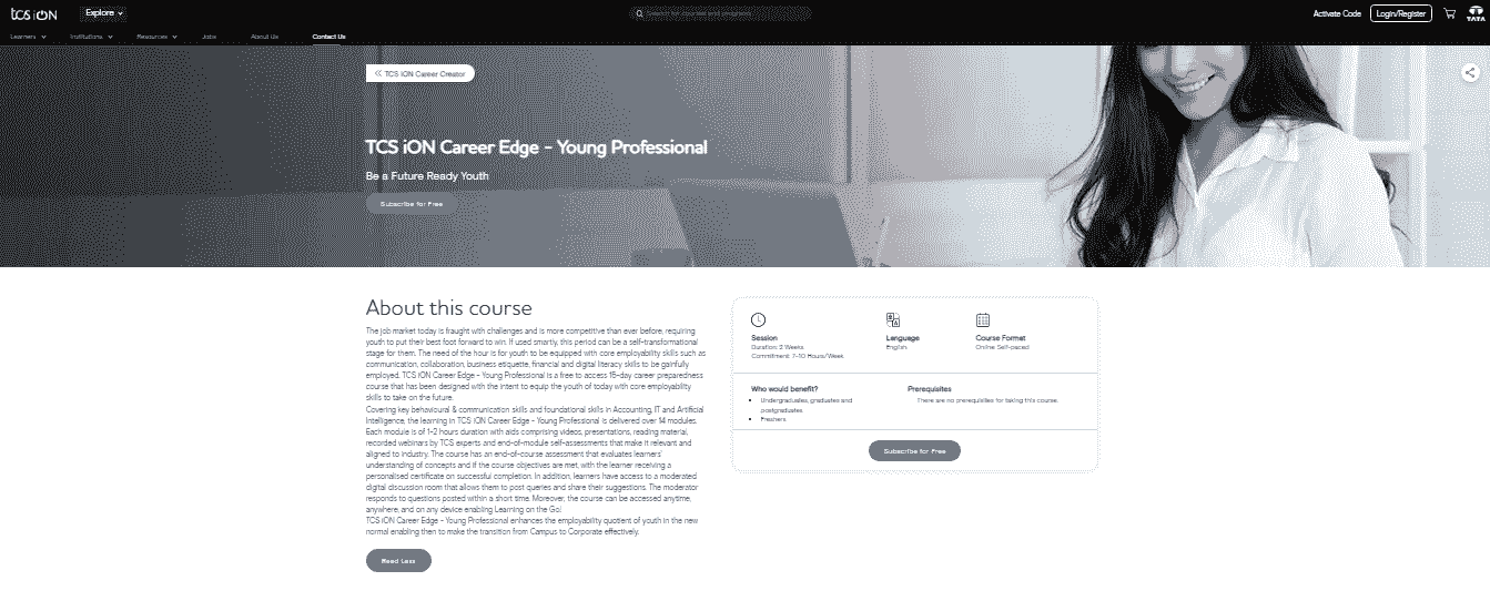 TCS iOn Young Professional Course