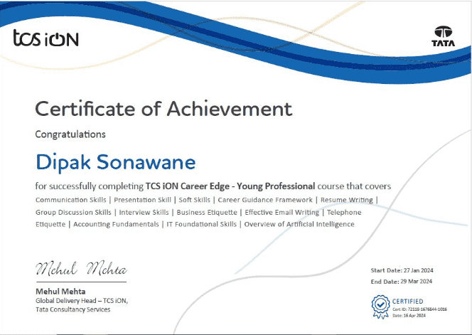 TCS iOn Young Professional Course