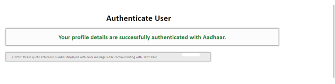 IRCTC Aadhaar Link