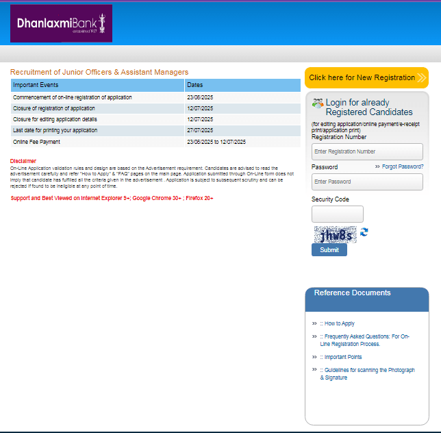 Dhanlaxmi Bank Recruitment 2025