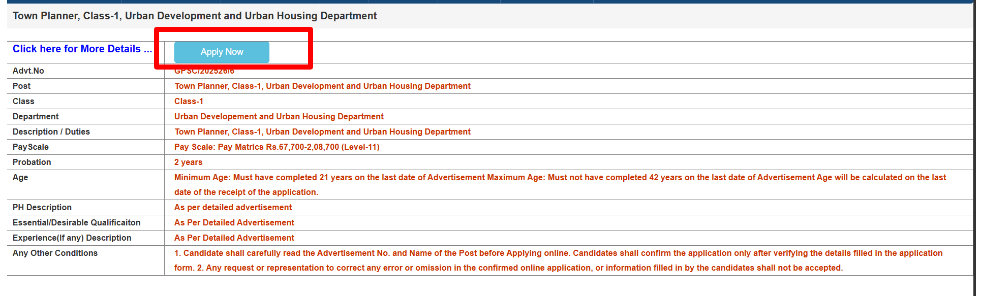 How to Fill Online Form for GPSC Junior Town Planner Recruitment 2025