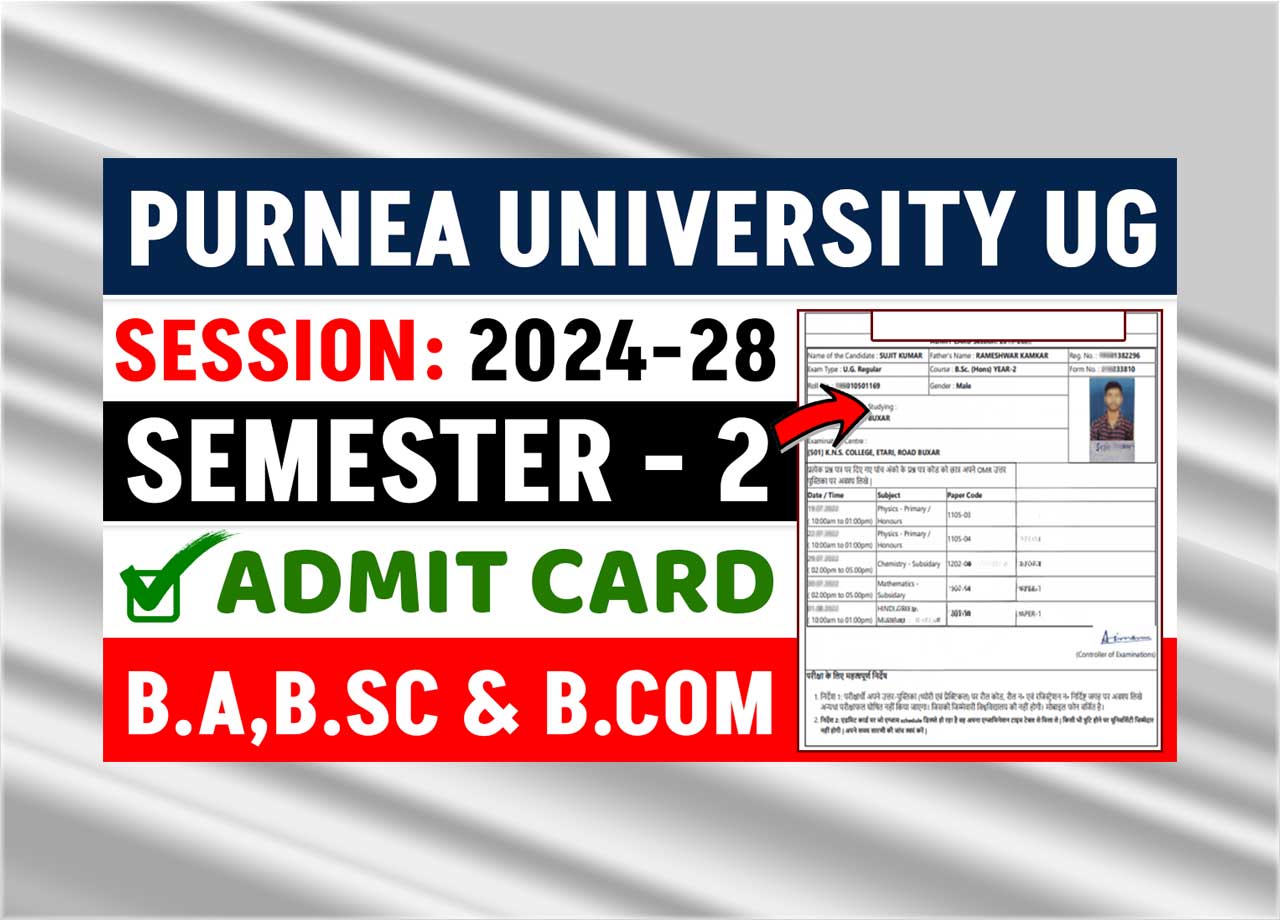 Purnea University UG 2nd Semester Admit Card 2025