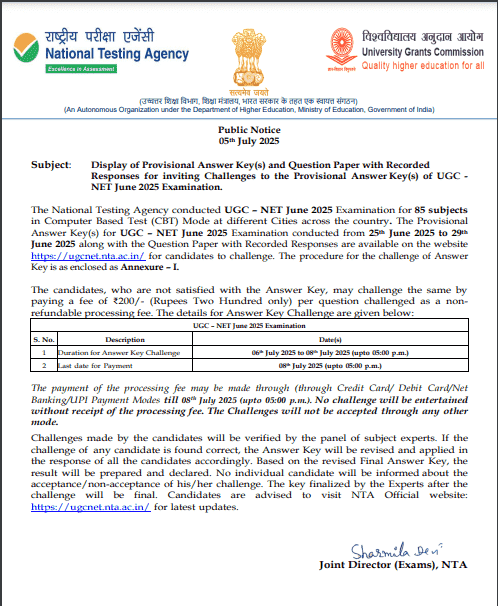 UGC NET Answer Key June 2025