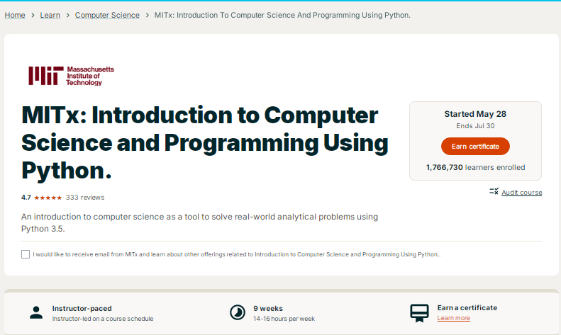 MIT Official Page Screenshot.