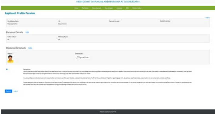 Punjab & Haryana High Court Reader Recruitment 2025 Official Website Screenshot.