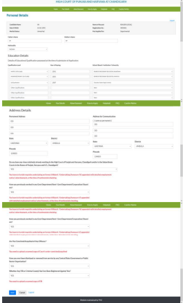 Punjab & Haryana High Court Reader Recruitment 2025 Official Website Screenshot.