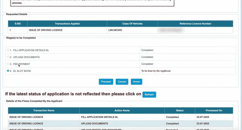DL Online Apply After LL Official Website Screenshot.