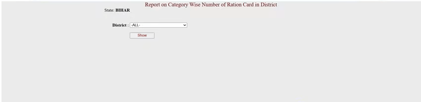 Bihar Ration Card Online Download Official Website Screenshot.