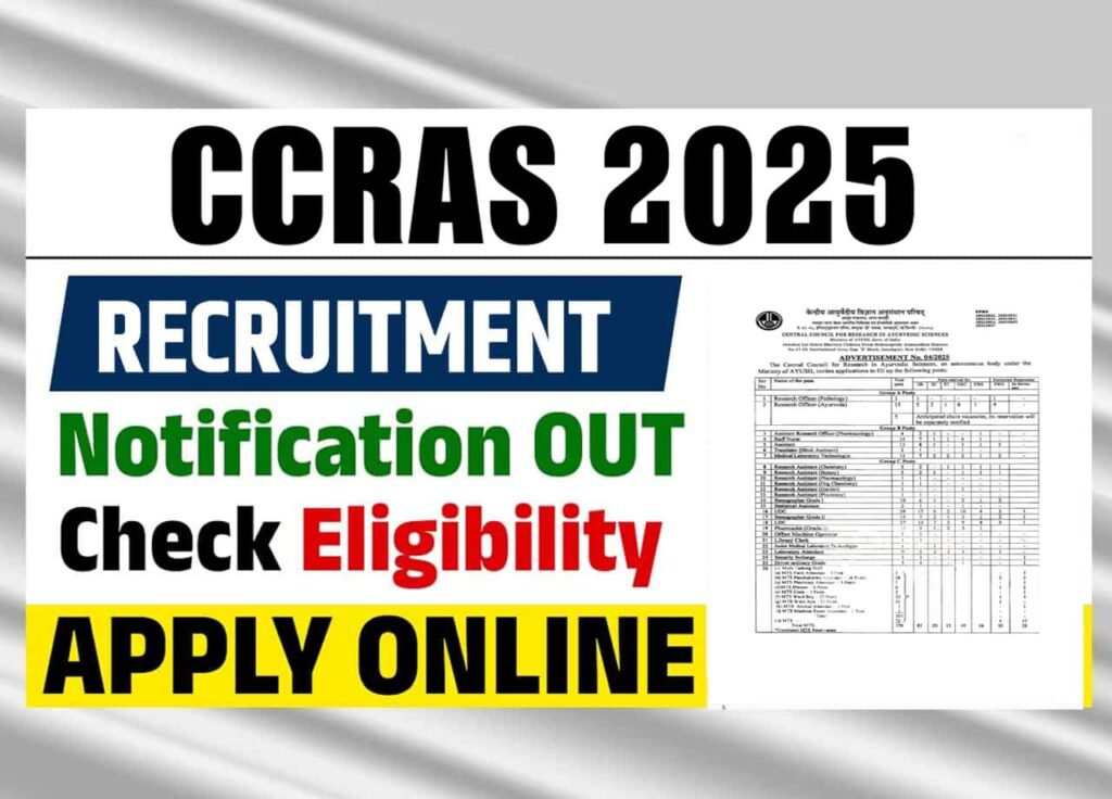 CCRAS Recruitment 2025 Notification Out for 393 Posts