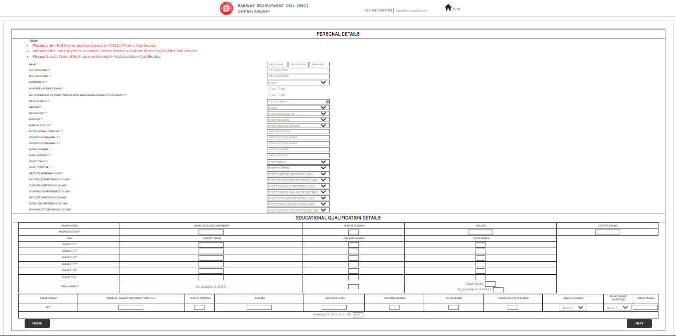 RRC CR Apprentice Recruitment 2025 Official Website Screenshot.