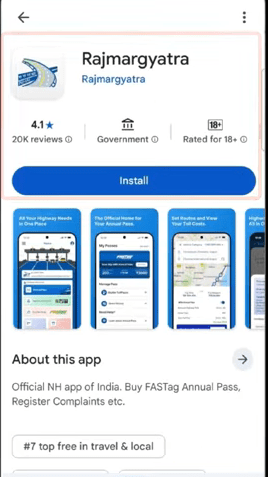 Fastag Annual Pass Apply Online Screenshot.