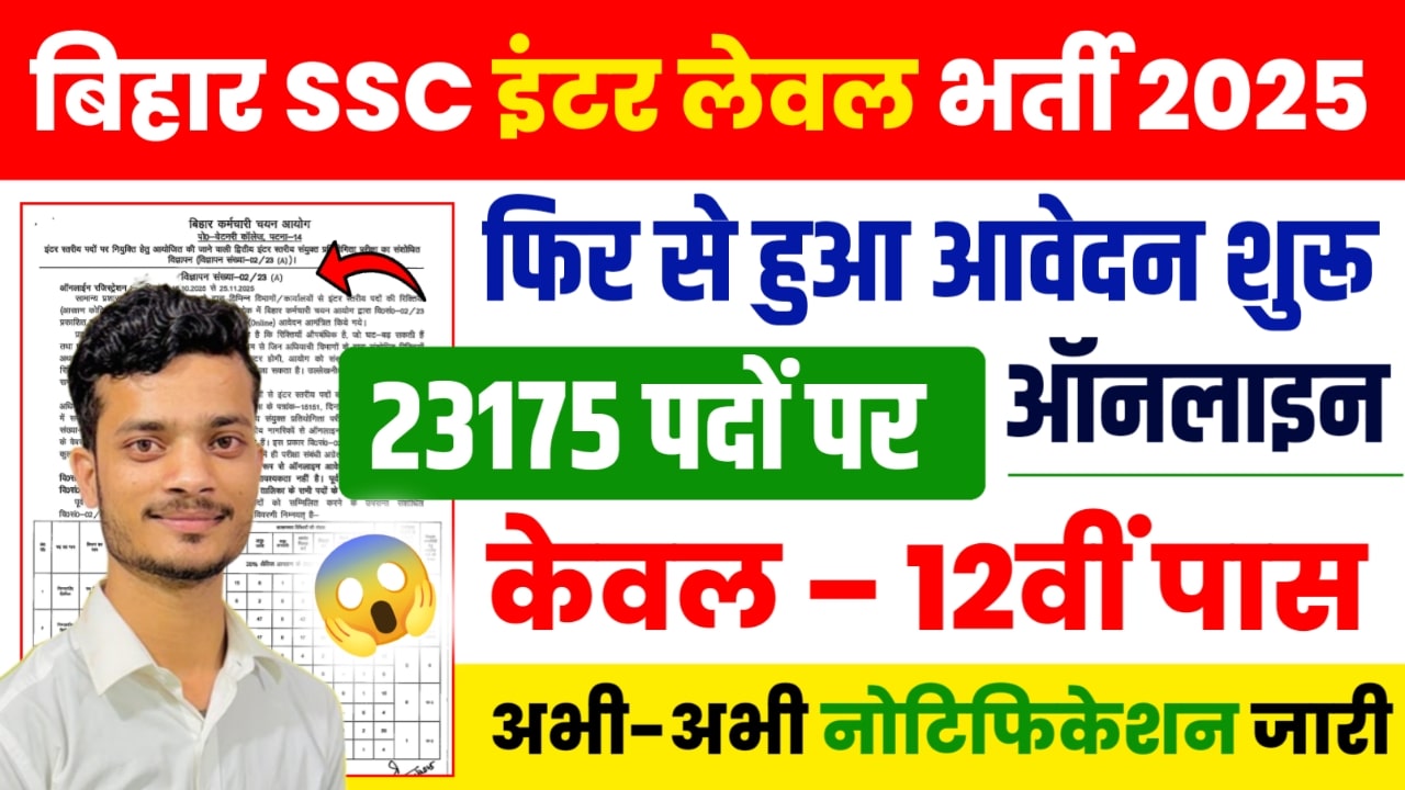 Bihar SSC Inter Level Vacancy 2025