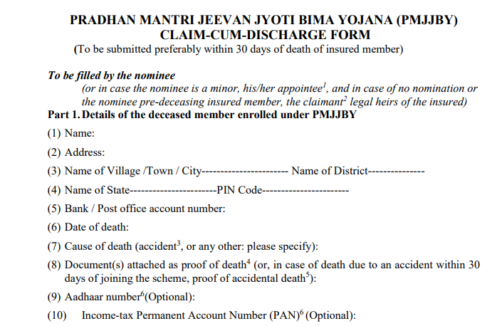 PM Jeevan Jyoti Bima Yojana की क्लेम प्रोसेस (Claim Process)