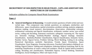 Bihar SSC Inter Level Vacancy 2025 SSC CPO Syllabus 2026 PDF Download