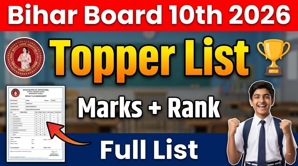 JEE Main 2026 Session 2 Admit Card Bihar Board 10th Toppers List 2026