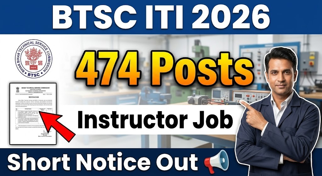 BTSC ITI Instructor Recruitment 2026 BTSC ITI Instructor Recruitment 2026