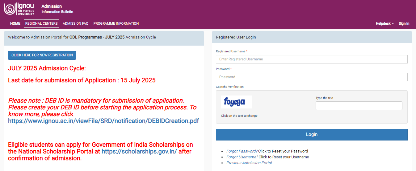 IGNOU Admission 2026