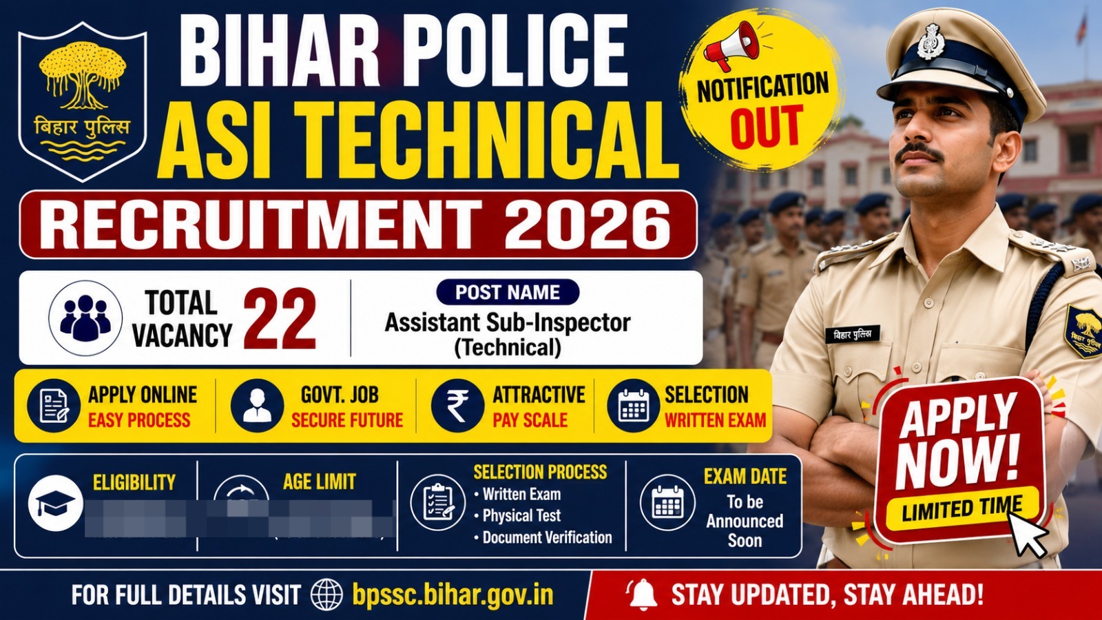 Bihar Police ASI Technical Recruitment 2026