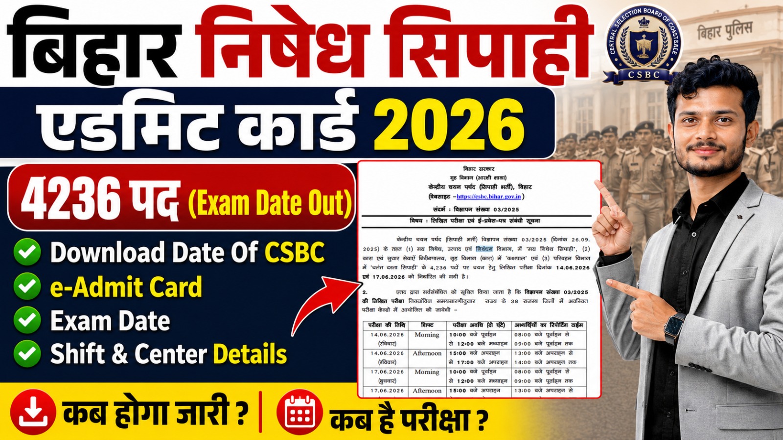 Bihar Prohibition Constable Admit Card 2026 Bihar Prohibition Constable Admit Card 2026