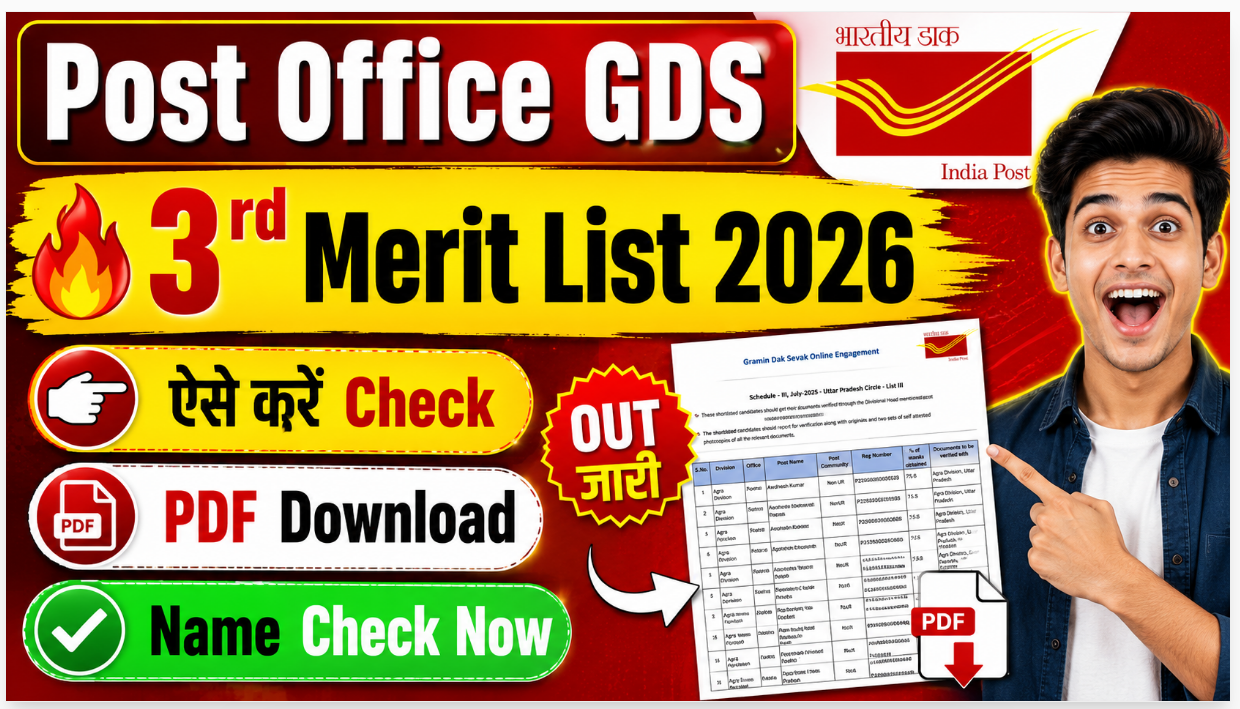 Coal India Management Trainee Recruitment 2026 Post Office GDS 3rd Merit List 2026