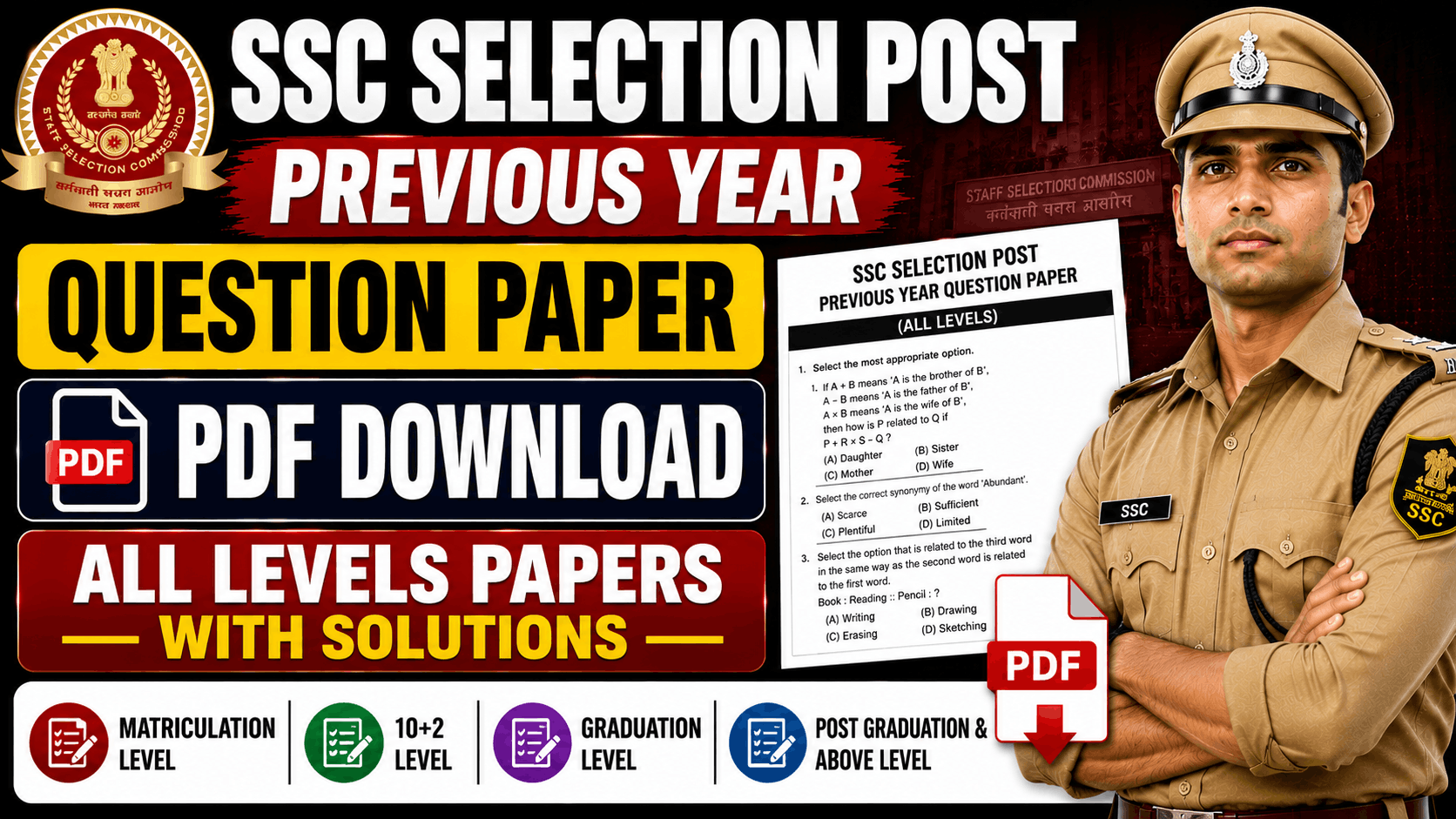 Bihar BEd Answer Key 2026 SSC Selection Post Previous Year Question Paper
