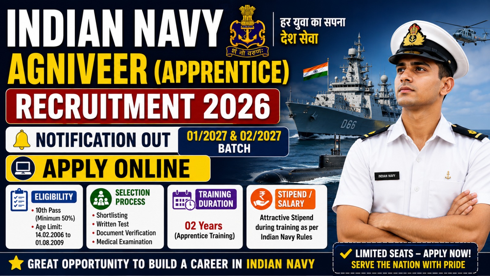 PM Vishwakarma Yojana 2026 Indian Navy Agniveer (Apprentice) Recruitment 2026