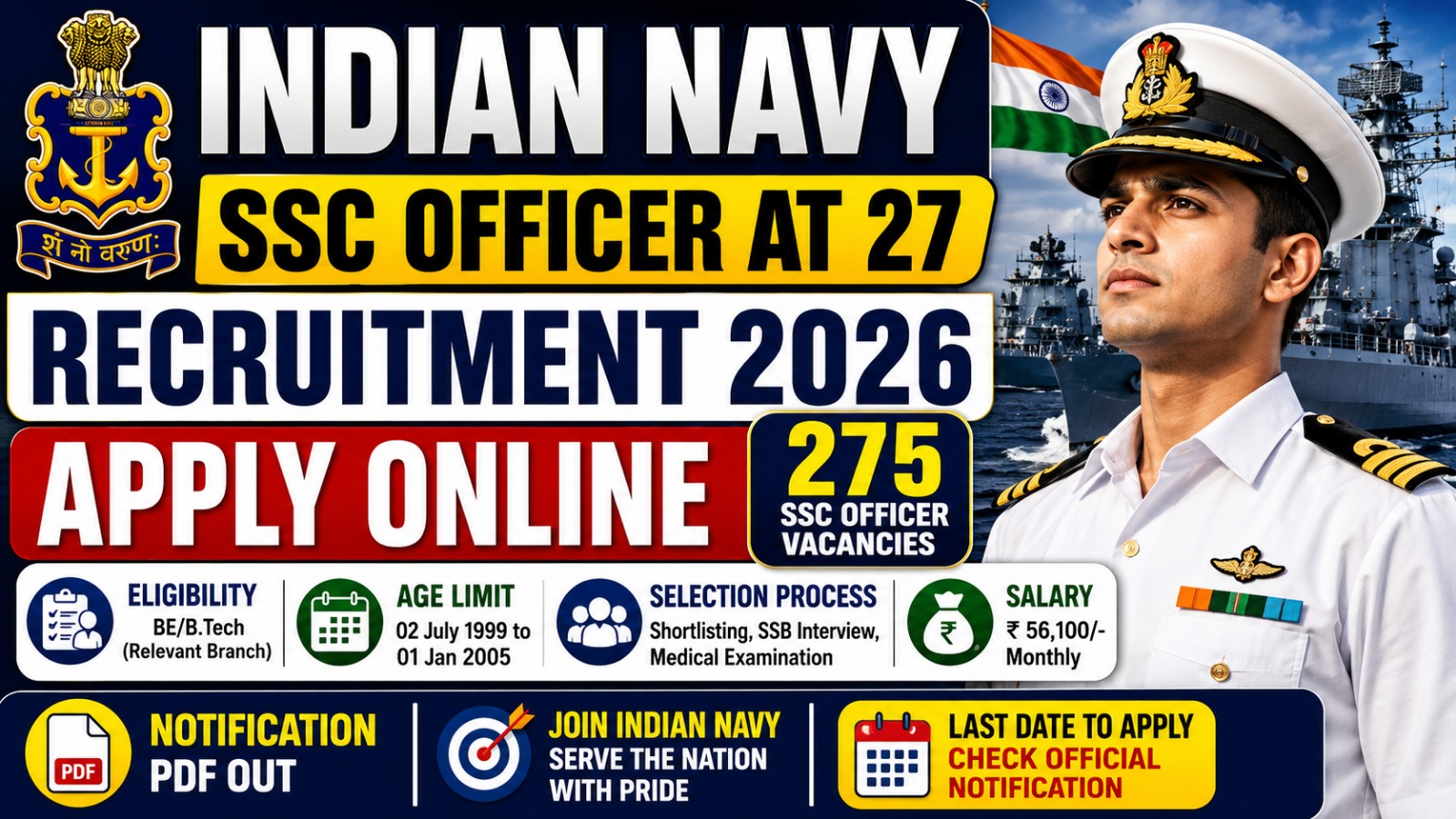 Indian Navy SSC Officer AT 27 Recruitment 2026