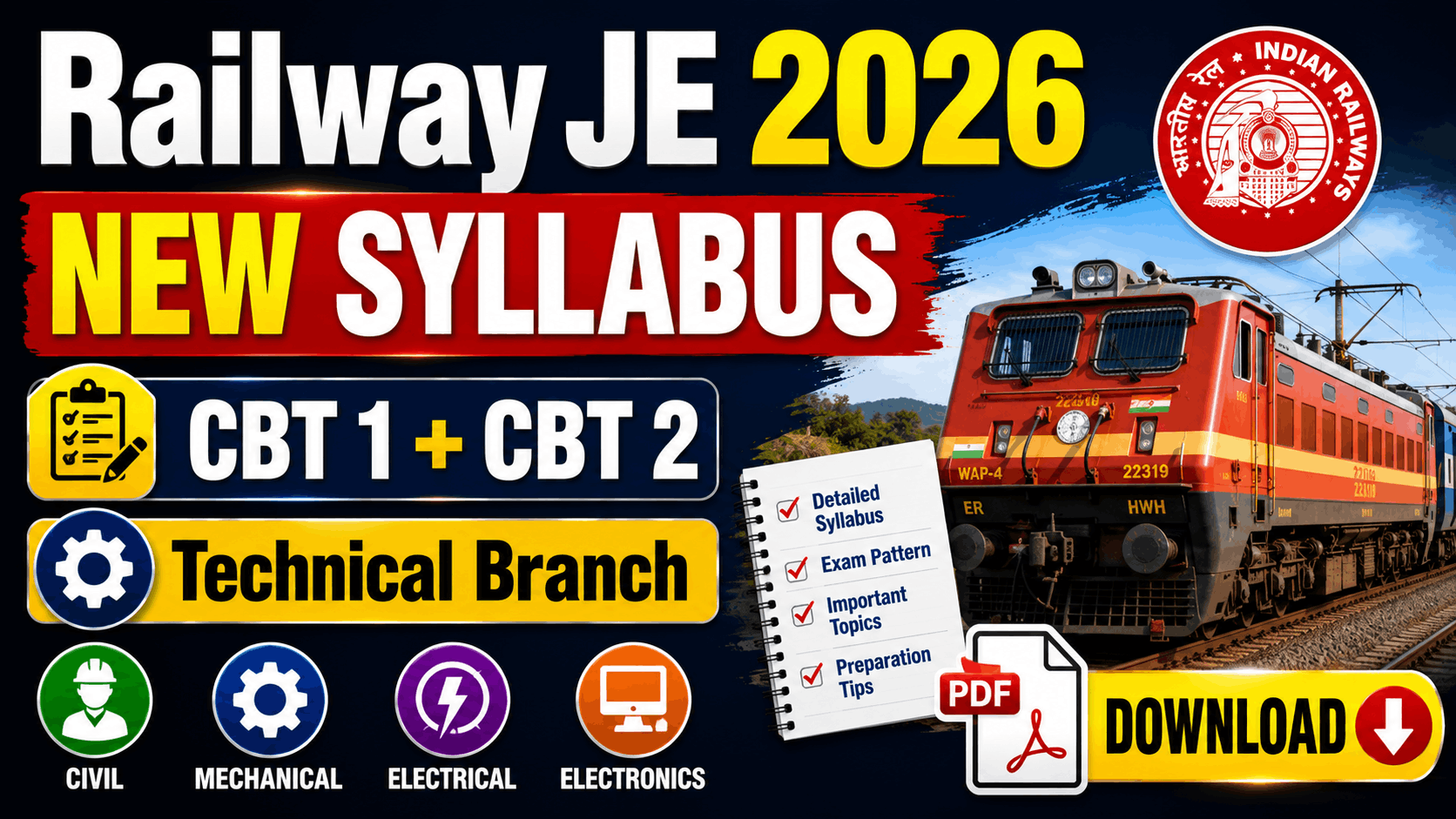 Government Jobs Without Maths Railway JE Syllabus 2026