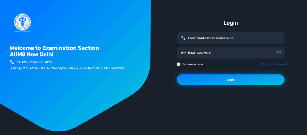 login page for AIIMS CRE-5 Admit Card 2026